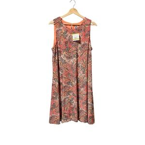Anne Klein Paisley Floral Shift Dress Camellia Pink Vacation Sleeveless NWT 14